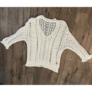 Pol Women’s Crochet Top Large Cover Up Oversized Flawed